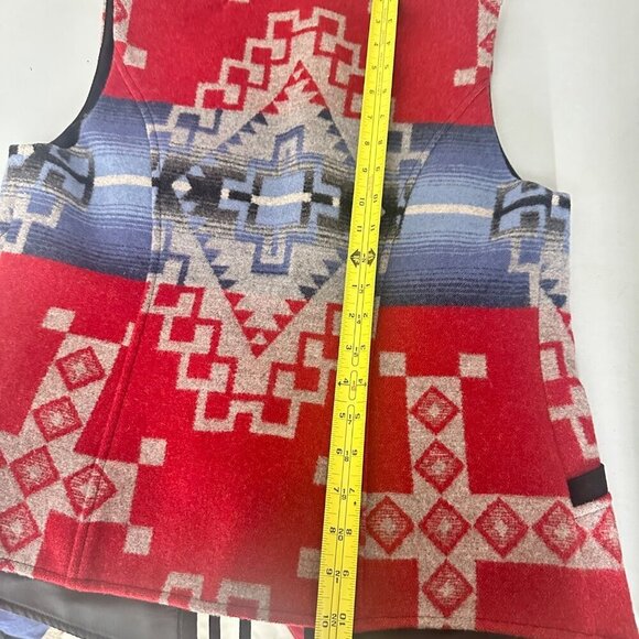 Pendleton Womens Southwestern Wool Vest Small Red/Blue Geometric Pattern USA Fab - Picture 14 of 16